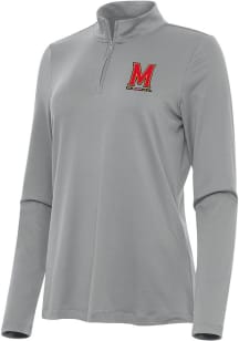 Womens Maryland Terrapins Grey Antigua Reprocess Recycled Qtr Zip