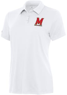 Womens Maryland Terrapins White Antigua Reprocess Recycled Short Sleeve Polo Shirt