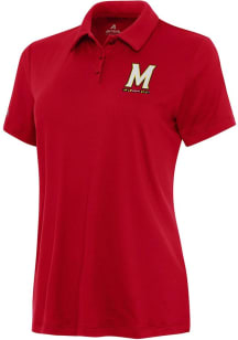 Womens Maryland Terrapins Red Antigua Reprocess Recycled Short Sleeve Polo Shirt