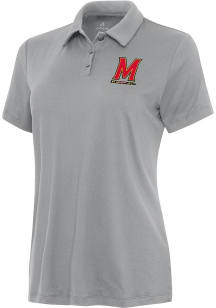 Womens Maryland Terrapins Grey Antigua Reprocess Recycled Short Sleeve Polo Shirt