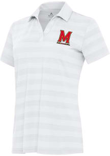 Womens Maryland Terrapins White Antigua Tunnel Short Sleeve Polo Shirt