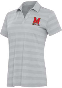 Womens Maryland Terrapins Grey Antigua Tunnel Short Sleeve Polo Shirt