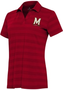 Womens Maryland Terrapins Red Antigua Tunnel Short Sleeve Polo Shirt