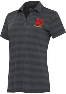 Womens Maryland Terrapins Grey Antigua Tunnel Short Sleeve Polo Shirt