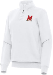 Womens Maryland Terrapins White Antigua Victory Qtr Zip