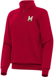 Womens Maryland Terrapins Red Antigua Victory Qtr Zip