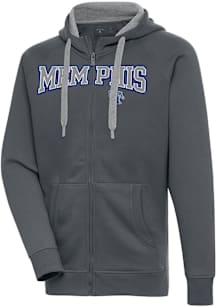 Antigua Memphis Tigers Mens Charcoal Split Victory Long Sleeve Full Zip Jacket