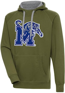 Antigua Memphis Tigers Mens Olive Full Front Victory Long Sleeve Hoodie