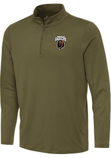 Antigua Montana Grizzlies Mens Olive Reprocess Recycled Long Sleeve Qtr Zip Pullover