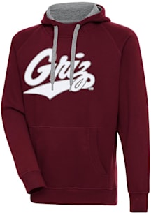 Antigua Montana Grizzlies Mens Maroon Full Front Victory Long Sleeve Hoodie