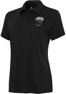 Antigua Montana Grizzlies Womens Black Reprocess Recycled Short Sleeve Polo Shirt