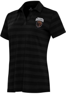 Antigua Montana Grizzlies Womens Black Tunnel Short Sleeve Polo Shirt