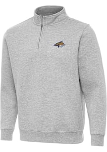 Antigua Montana State Bobcats Mens Grey Victory Long Sleeve Qtr Zip Pullover