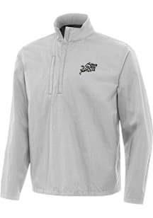 Antigua Navy Midshipmen Mens Grey Brisk Long Sleeve Qtr Zip Pullover
