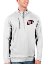 Antigua UTEP Miners Mens White Generation Long Sleeve 1/4 Zip Pullover