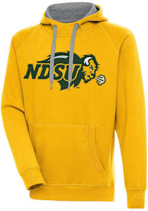 Antigua North Dakota State Bison Mens Gold Full Front Victory Long Sleeve Hoodie