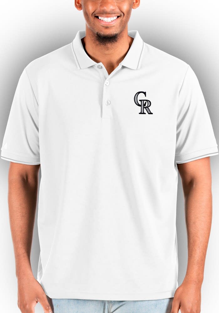 Antigua Men's Colorado Rockies Black Affluent Polo