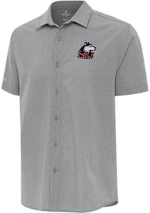 Antigua Northern Illinois Huskies Mens Grey Activate Short Sleeve Dress Shirt