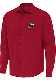 Antigua Northern Illinois Huskies Mens Red Exposure Long Sleeve Dress Shirt