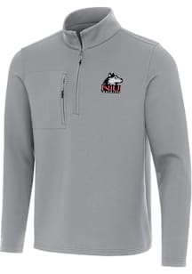 Antigua Northern Illinois Huskies Mens Grey Insider Long Sleeve Qtr Zip Pullover