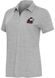 Antigua Northern Illinois Huskies Womens Grey Layout Short Sleeve Polo Shirt
