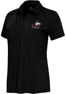 Antigua Northern Illinois Huskies Womens Black Layout Short Sleeve Polo Shirt