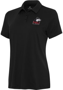 Antigua Northern Illinois Huskies Womens Black Reprocess Recycled Short Sleeve Polo Shirt