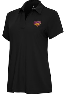 Antigua Northern Iowa Panthers Womens Black Era Short Sleeve Polo Shirt