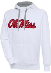 Antigua Ole Miss Rebels Mens White Full Front Victory Long Sleeve Hoodie