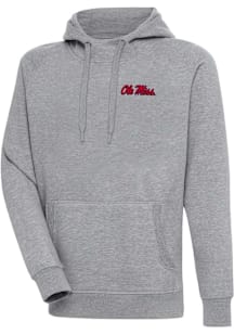 Antigua Ole Miss Rebels Mens Grey Victory Long Sleeve Hoodie
