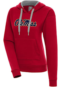 Antigua Ole Miss Rebels Womens Red Full Front Victory Hooded Sweatshirt