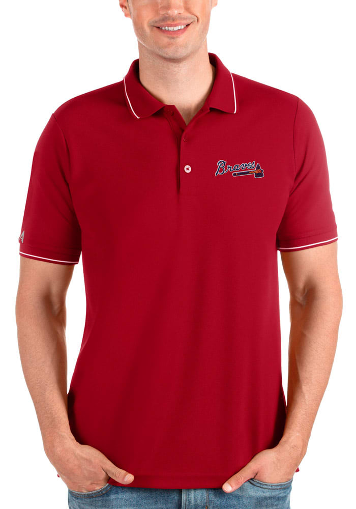 Men's Antigua White Atlanta Braves Compass Polo