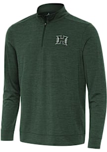 Antigua Hawaii Warriors Mens Green Bright Long Sleeve Qtr Zip Pullover