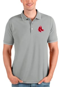 Antigua Boston Red Sox Mens Grey Affluent Short Sleeve Polo