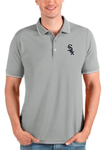 Antigua Chicago White Sox Mens Grey Affluent Short Sleeve Polo