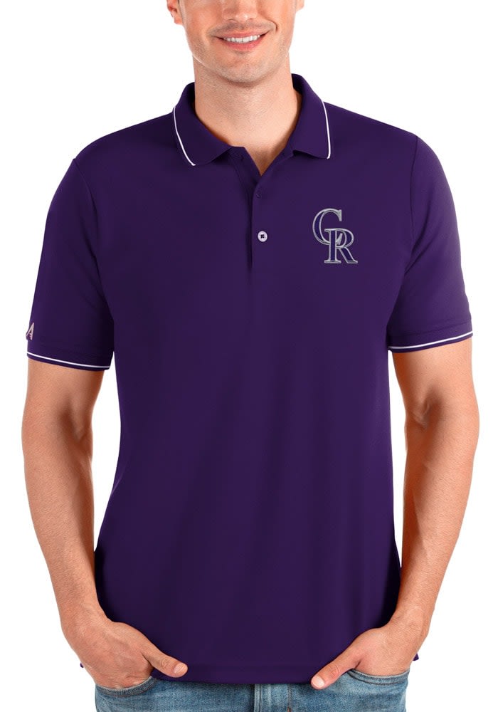 Colorado Rockies Antigua Compass Polo - White