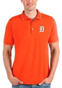 Antigua Detroit Tigers Mens Orange Affluent Short Sleeve Polo