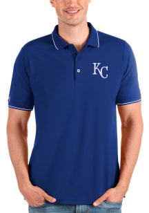 Antigua Kansas City Royals Mens Blue Affluent Short Sleeve Polo