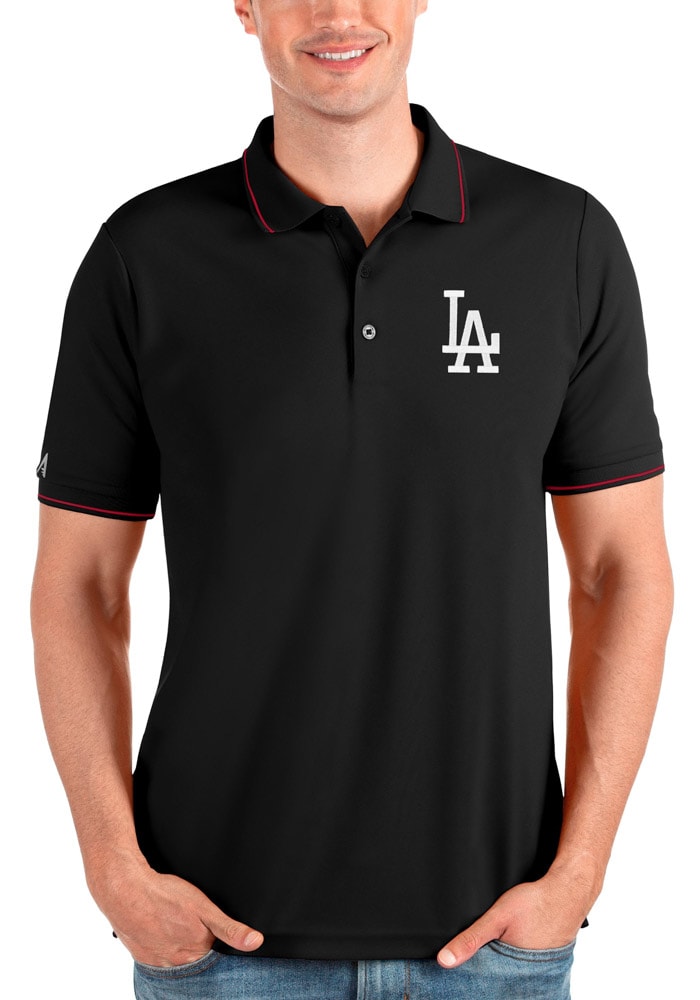 Antigua MLB National League Groove Short-Sleeve Polo Shirt, Mens, XL, Los Angeles Dodgers Black