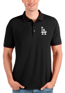 Antigua Los Angeles Dodgers Mens Black Affluent Short Sleeve Polo