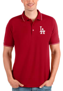 Antigua Los Angeles Dodgers Mens Red Affluent Short Sleeve Polo