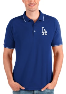 Antigua Los Angeles Dodgers Mens Blue Affluent Short Sleeve Polo