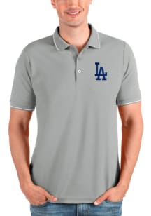 Antigua Los Angeles Dodgers Mens Grey Affluent Short Sleeve Polo