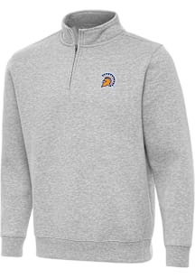 Antigua San Jose State Spartans Mens Grey Victory Long Sleeve Qtr Zip Pullover