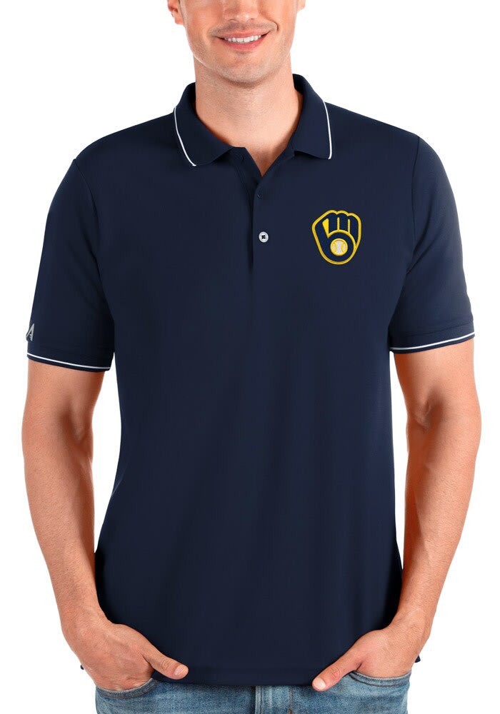 Men's Antigua White Milwaukee Brewers Compass Polo