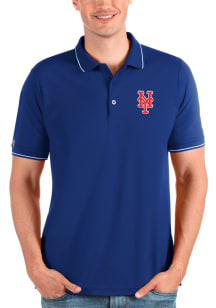 Antigua New York Mets Mens Blue Affluent Short Sleeve Polo