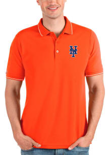 Antigua New York Mets Mens Orange Affluent Short Sleeve Polo