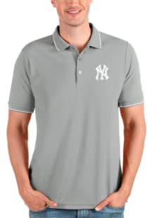 Antigua New York Yankees Mens Grey Affluent Short Sleeve Polo