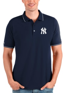 Antigua New York Yankees Mens Navy Blue Affluent Short Sleeve Polo