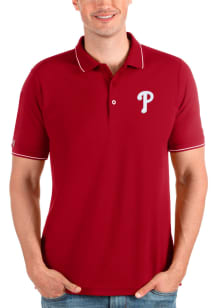 Antigua Philadelphia Phillies Mens Red Affluent Short Sleeve Polo